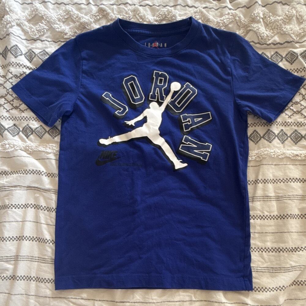 Jordan Air Jordan Jumpman Logo Graphic Crew Neck Tee Blue Boys M (10-12)
